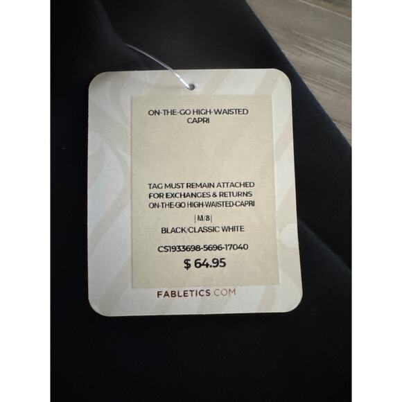 Fabletics On-The-Go Powerhold High-Waisted Capri - Black/Classic White - Medium - Picture 3 of 6